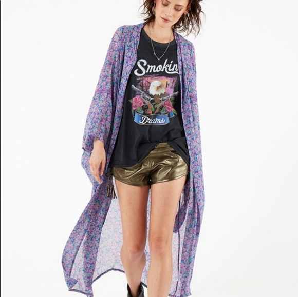 Rare Spell Wildflower Kimono violet robe maxi duster w/ belt purple one size os - Picture 3 of 13